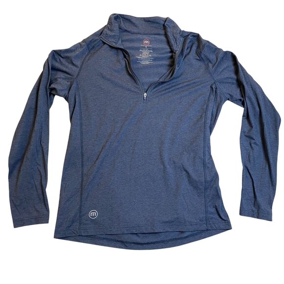 Travis Mathew Mens Long Sleeve 1/4 Zip Pullover Shirt M Blue Polyester/Spandex - Picture 1 of 12